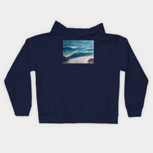 Sea Waves Oil painting Kids Hoodie